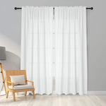 Melodieux 2 Panel Faux Linen Voile Net Curtains Semi Sheer Rod Pocket White, 55 x 89 inch drop New but scruffy packaging