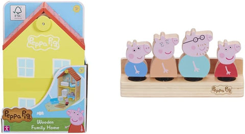 Peppa Pig WOODEN FAMILY HOME, used-very good condition, some surface scratches, scruffy-damaged box