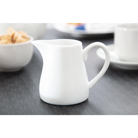 Olympia Whiteware Cream and Milk Jugs 212ml (5 Pack), New but ONLY 5, open, scruffy box