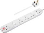 Masterplug SRG6210N-MP Six Socket Surge Protected Extension Lead, 2 Metres, White (Ref TO2-4)