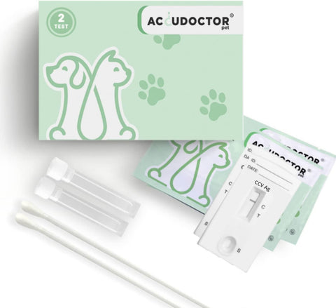 2 Test Accudoctor CCV AG CCOV Dogs Canine Veterinary Health home test, expiry 06/25, open, damaged, dirty box