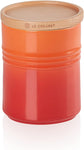 Le Creuset Stoneware Medium Storage Jar with Wooden Lid, 540 ml, 10 cm- new but broken seal- does not affect use