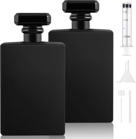 Omsscun 2Pcs Black Glass Perfume Atomiser 100ml New but scruffy opened box