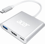acer USB C to HDMI Adapter, 3in1 Type C to HDMI Adapter with 4K HDMI, 100W PD & 5Gbps USB 3.0 Digital AV Multiport Adaptor for MacBook Pro, iPad Pro, iPhone 15, Laptops, Tablets, XPS, Surface, etc , scruffy packaging