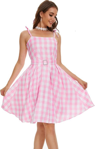 AYYOHON Women Pink Plaid Dress Skirt, size XL, Condition used-very good but no necklace, no original packagingor earings, hairbow