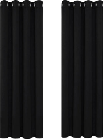 Deconovo Thermal Blackout Curtains 55x69'' Two Panels Black, condition new, no original bag