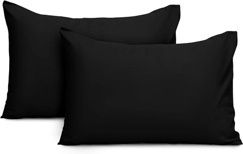 Imperial Rooms Brushed Microfibre Pillow Covers (Black, 2 Pack)- new but open/scruffy pack