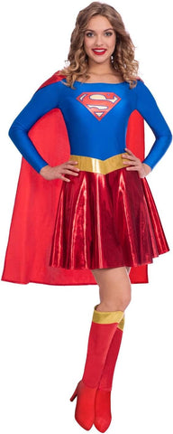 amscan Womens Official Warner Bros DC Comics Licensed Supergirl Classic Fancy Dress, size S,  refurbished (Ref TT 111)