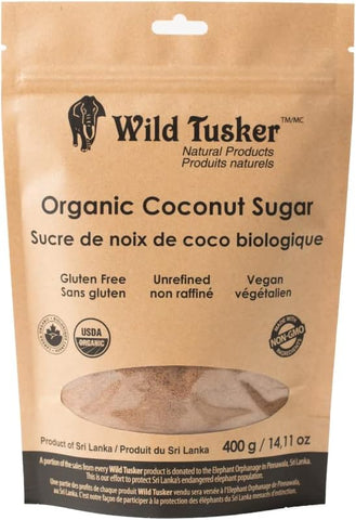 Wild Tusker Organic Coconut Sugar 400g, best before 02/06/24