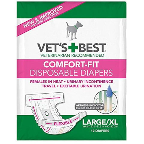 Vets Best Comfort Fit Dog Diapers, L/XL, pack opened, taped (Ref T15-4)