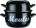 KitchenCraft Mussel Pot, Medium 18 cm (6.5''), Black- new but bottom pot has some chips in enamel does not affect use