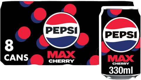 Pepsi Max Cherry Maximum Cherry Cans, 8 x 330ml, no packaging, best before 3/26