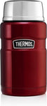 Thermos Stainless King Food Flask, Red, 710 ml- used acceptable, small dent on the lid and bottom