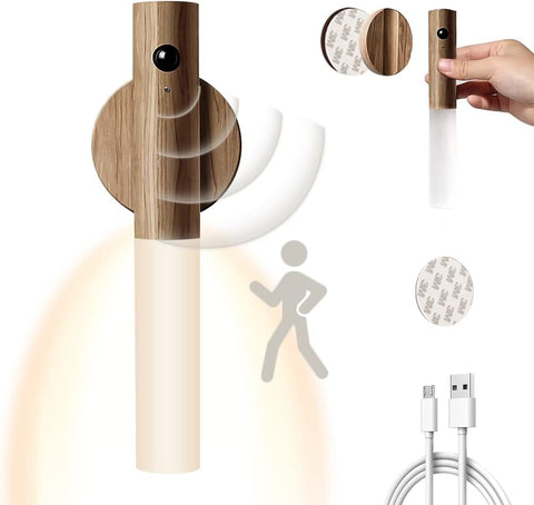 USB Rechargeable Wooden Wall Light with Switch , new , mount/base missing