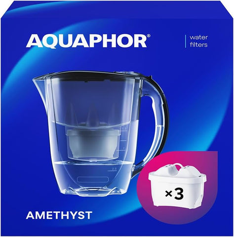 AQUAPHOR Water Filter Jug Amethyst with 3X MAXFOR+ 200L Cartridge, 2.8L, New but open/damaged box