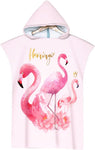 Queenshin Oversized Pink Flamingo Hooded Beach Towel, condition new, missing bag