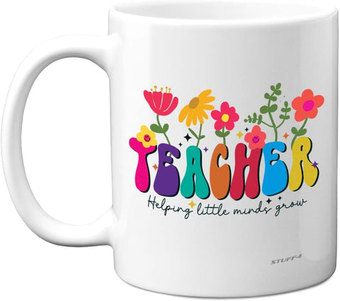 Thank You Teacher Gift - Helping Little Minds Grow Mug - 11oz Ceramic Dishwasher Safe- new but open box