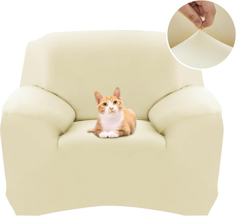 Deconovo Settee Cover 1 Piece Universal Fit Cover for Sofas Chairs (1 Seater, Light Yellow) new but no original packaging, scruffy opened