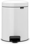 Brabantia Pedal Bin with Plastic Inner Bucket, 5 Litre - White- new but dented all around and sticky marks to lid, open/shuts fine