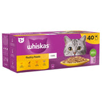 WHISKAS - 1+ Adult Wet Cat Food Pouches - 40 x 85 g - Poultry Selection - best before 31/10/25