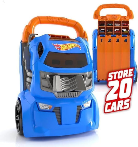 HOT WHEELS Car Case Launcher I Stores up to 20 cars I  For Kids 3 Years & Up I (Cars not included) new but some scuffs to surface, scruffy box