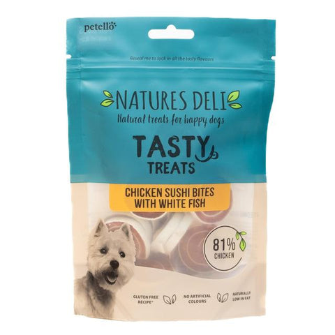 Natures Deli Chicken and Fish Sushi Bites Dog Treats 100g Best before 23/02/25