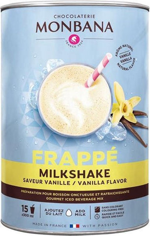 Monbana Frappe Milkshake Saveur Vanille 1kg- best before 03/05/25-french label, slightly dented tin- (ref E160)
