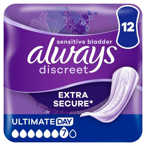 Always Discreet Incontinence Pads Women, Ultimate Day, 48 Sanitary Towels, Extra Secure (Ref T3-1)