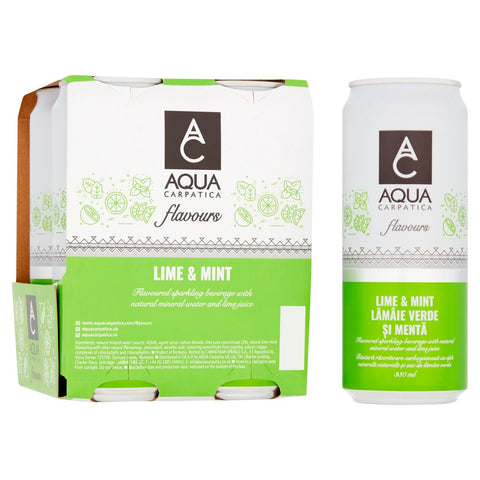 AQUA Carpatica Sparkling Flavours Lime & Mint pack of 3X330ML- best before 05/24- damaged pack and taped
