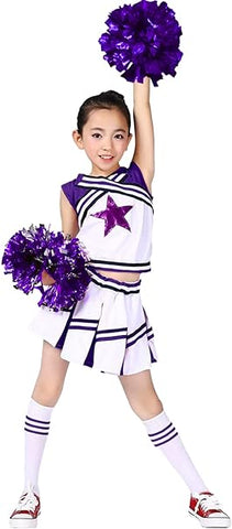Girls' Cheerleading Costumes with Pompoms and Socks purple, size 130  refurbished  (ref tt130)