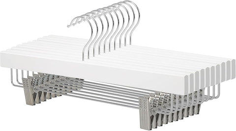 Amazon Basics Wooden Hangers with Clips, 10-Pack, 36 cm, White New but scruffy box