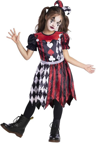 amscan Childs Girls Red Jester Girl Halloween Fancy Dress Costume- New but open packaging