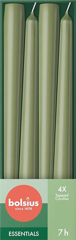 Bolsius Tapered Candles - Green - 4-Pack - 24.5 cm damaged box (ref e349)