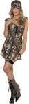 Smiffys Army Girl Costume, Camouflage with Dress & Hat, size M, new, open, packaging