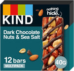 Kind bars, Dark Chocolate Nuts & Sea Salt,  12 x 40g, damaged box, best before 29/3/25