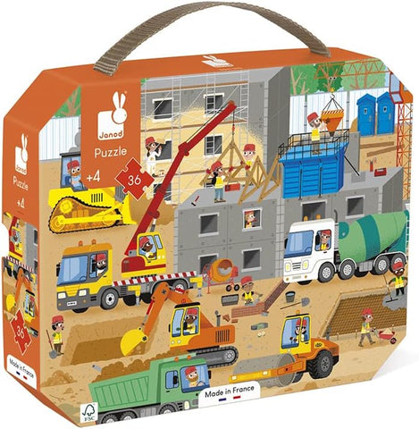 Janod - 4 Years+ - 36-Piece ‘The Building Site’ Children’s Puzzle, condition used good, open box