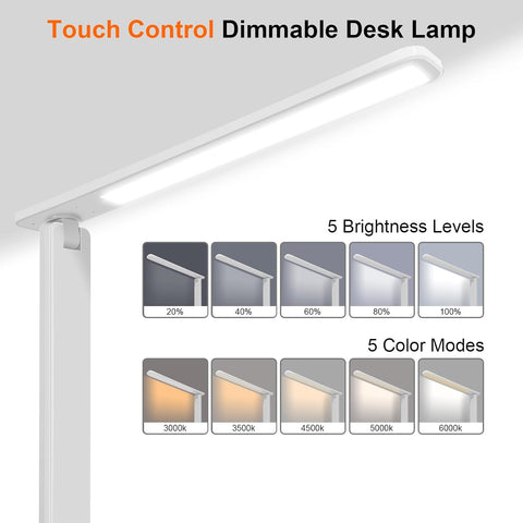 joyshie Desk Lamp with USB Charging Port, 5 Lighting Modes, Touch Control Desk Light- new but opened scruffy box