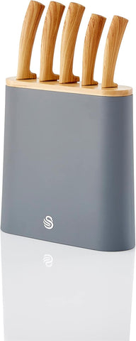 Swan SWKB1060GRYN Nordic 5 -Piece Knife Block, Grey, ID Required, New, open box