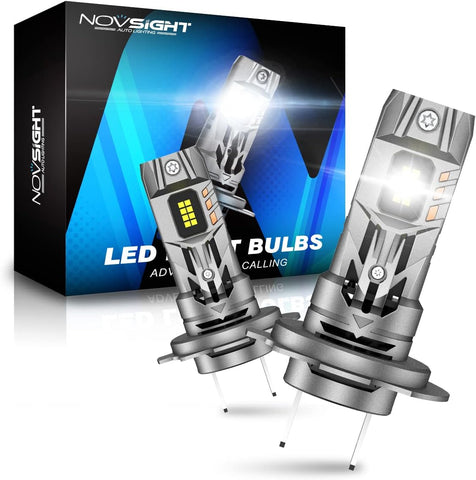 NOVSIGHT H7 LED Headlight Bulb 90W 30000LM, Pack of 2, New but open, scruffy box