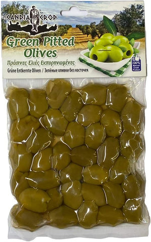 Candia Crop Greek Green Pitted Olives 200g- best before 30/11/24- dirty pack