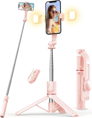 Pnitri Selfie Stick Tripod Q02MP 114cm (Pink), New but damaged box