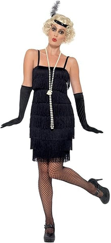 Smiffys Flapper Costume, Black, Size L, New, open, scruffy packaging