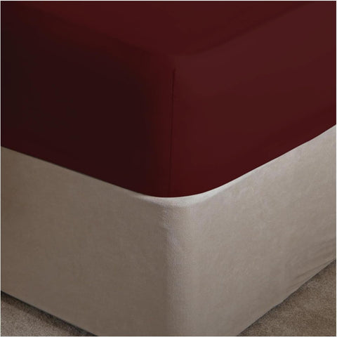GC GAVENO CAVAILIA Easy Care Percale Extra Deep Fitted Bed Sheets, Burgundy, Double- new but no original packaging
