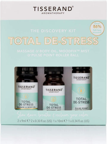 Tisserand Aromatherapy | Total De-Stress Discovery Kit | De-Stress Essential Oils 3 x 10ml ( ref E316)