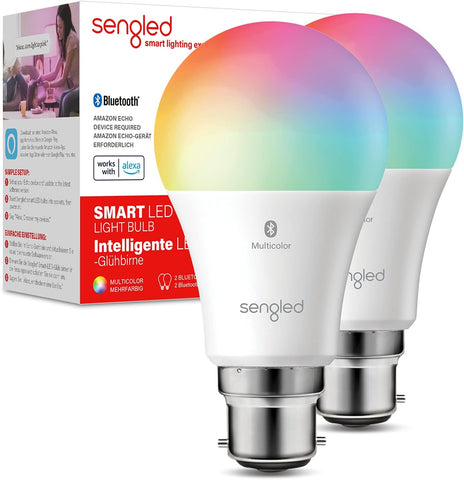Sengled Alexa Bulb Bluetooth Multicolor B22, Smart Bulbs Work with Alexa Only, 60W Equivalent 806LM, 2 Pack, condition new, open box
