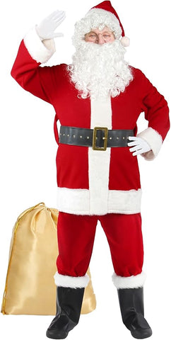 Gardentime Santa Claus Costume for Men Santa Suit Adults 10PCS, 3XL, new but packaging is tatty