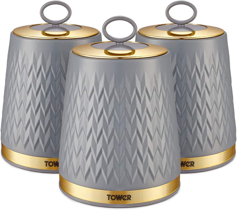 Tower Empire Set of 3 Storage Canisters, 1.3L, One Size, condition new but damaged box