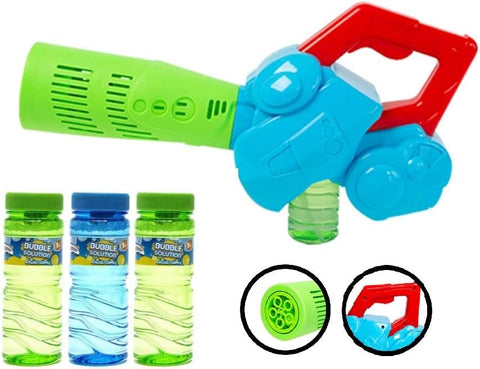 Grafix Bubble Blower with Solution, New but dusty, damaged box, tested, needs batteries