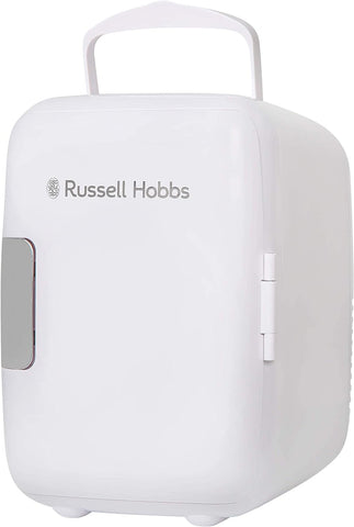 Russell Hobbs Mini Fridge RH4CLR1001 4L/6 Can Portable Mini Cooler & Warmer, used - very good condition, small marks on door