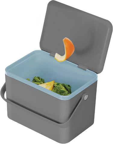 EKO Food Waste Compost Bin Grey, 4 Litre, condition new but few marks scattered over product, damaged label